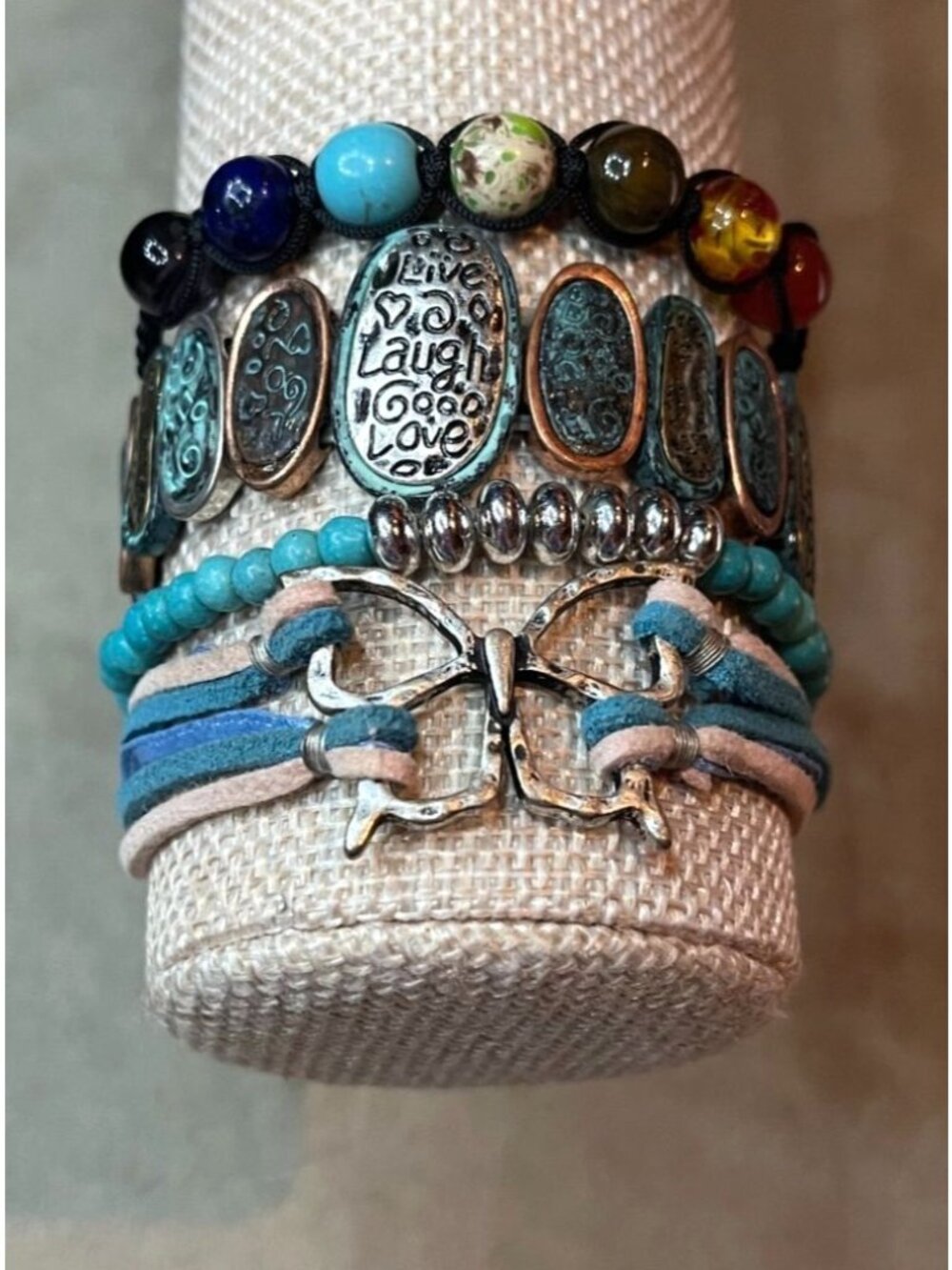 Curated Bohemian Style Stacked Charm Bracelet Set